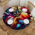 thumbnail image 1 of PIKWEEK  Fitted Round Tablecloth with Elastic Edge Wipe Clean Rooster Vintage Table Cloth for Outdoor/Indoor Use,Fits Round Tables, 1 of 7