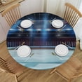 thumbnail image 1 of PIKWEEK  Fitted Table Cover for Round Tables Ice Hockey Sport Arena Tablecloth with Elastic Edge,Waterproof Table Cloth Covers for Outdoor Picnic Patio Coffee Kitchen Dinning Party Stadium Style White, 1 of 7