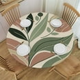 thumbnail image 1 of PIKWEEK Fitted Table Round Cover Elastic Edged Tablecloth,Abstract Tropical Botanical Art Circle Tables Cover Waterproof Wipeable Tabletop Protector Cloth for Dinner Party Retro Geometric Nordic Style, 1 of 7