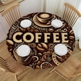 thumbnail image 1 of PIKWEEK  Fitted Table Round Cover Elastic Edged Tablecloth,Farmhouse Coffee Cups Circle Tables Cover Waterproof Wipeable Tabletop Protector Cloth for Dinner Party Vintage Brown Coffee Letter Back, 1 of 7