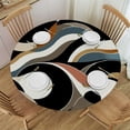 thumbnail image 1 of PIKWEEK  Fitted Table Round Cover Elastic Edged Tablecloth,Retro Mid Century Abstract Circle Tables Cover Waterproof Wipeable Tabletop Protector Cloth for Dinner Party Geometric Symbolic Art, 1 of 7