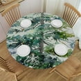 thumbnail image 1 of PIKWEEK Fitted Tablecloth for Round Table,Christmas Watercolor Xmas Tree White Table Cover with Elastic Edge Waterproof Table Cloth,Winter Snowflake Cedar Circle Table Covers for Kitchen Indoor, 1 of 7