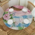 thumbnail image 1 of PIKWEEK Fitted Tablecloth for Round Table,Spring Easter Egg Tulip Floral Butterfly Table Cover with Elastic Edge Waterproof Table Cloth,Flower Pink Buffalo Plaid Circle Table Covers for Kitchen, 1 of 7
