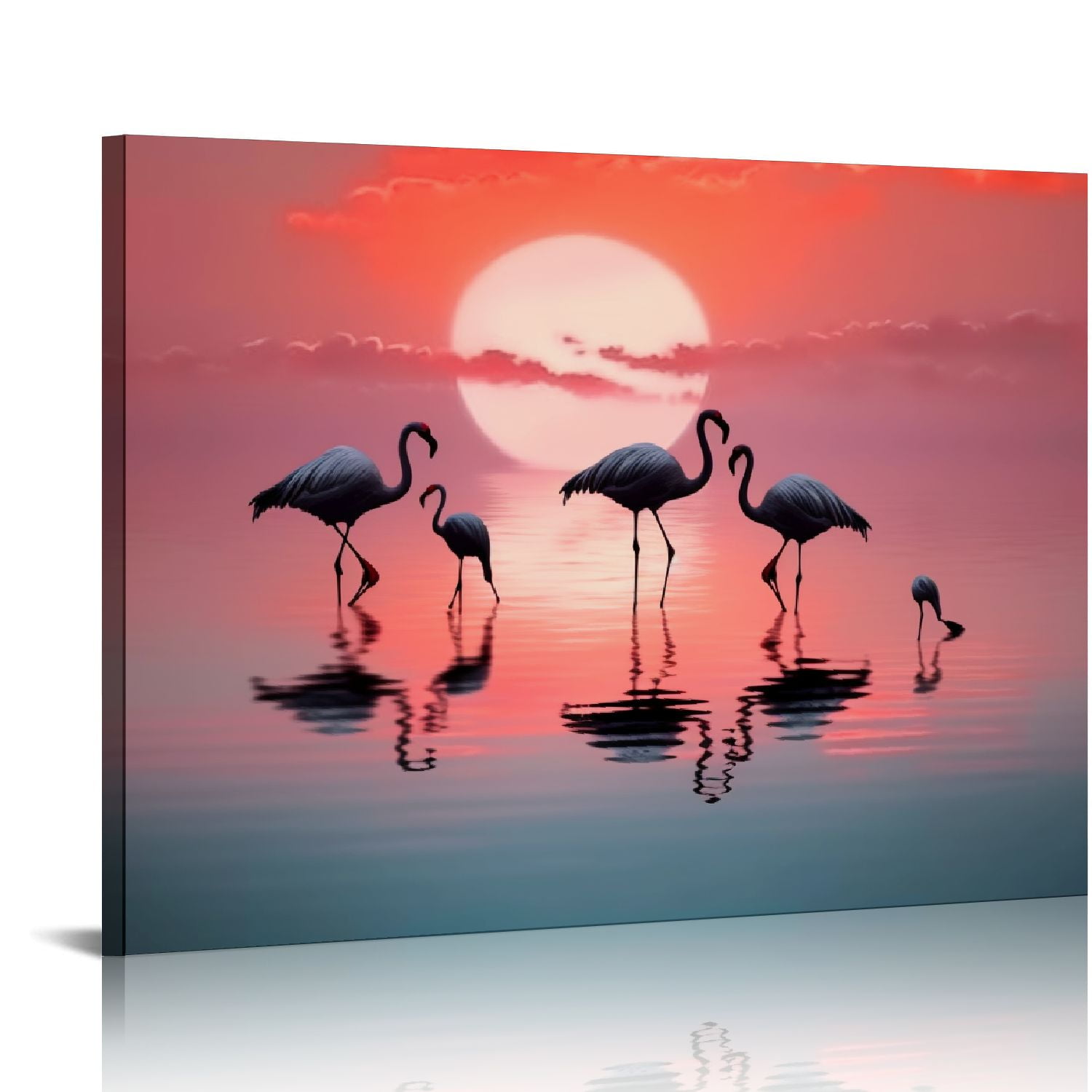 PIKWEEK Flamingo Wall Art Canvas Prints for Bathroom, Flamingos