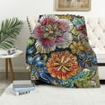 thumbnail image 1 of PIKWEEK Floral Throw Blanket, Vibrant Color Boho Flowers Blossom Cozy Decor Throws for Sofa Bed Couch Chair or Dorm, 1 of 6