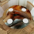 thumbnail image 1 of PIKWEEK Forest Fox Round Fitted Tablecloth Elastic Edge Waterproof Oil-Proof Table Cover Stain-Resistant Table Cloth Fits Round Tables, 1 of 7