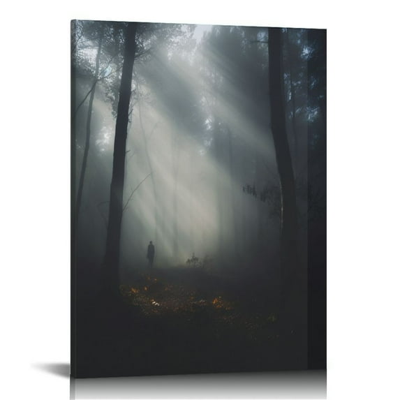 PIKWEEK Forest Ink Painting Canvas Wall Art Aesthetic Abstract Landscape Painting Bedroom Decoration Bathroom Decor Blossoms Painting Wall Decor for Living Room Home Farmhouse Artwork
