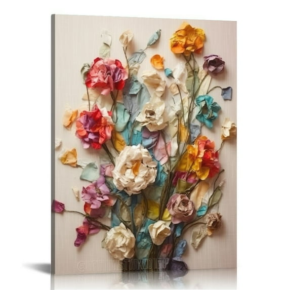 PIKWEEK Framed Colorful Floral Canvas Wall Art Flowers Rose Wildflowers painting Wall Decor Artwork Modern Botanical Picture paint Poster Prints Ready to Hang (Floral Framed)