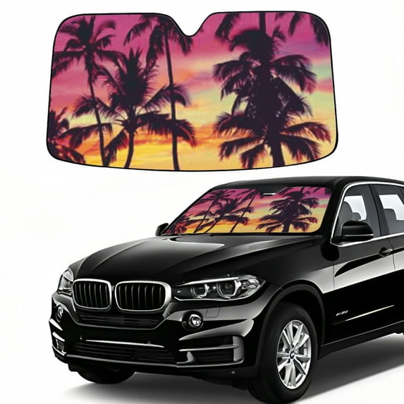 PIKWEEK Front Windshield Sun Shade-Accordion Folding Auto Sunshade for Car Truck SUV-Blocks UV Rays Sun Visor Protector-Keep Your Vehicle Cool  Various Size 51.18*27.59 in
