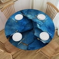 thumbnail image 1 of PIKWEEK Full Width Single-Sided Printing Gold and Blue Abstract Art Round Tablecloth White, 1 of 8