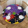 thumbnail image 1 of PIKWEEK Full Width Single-Sided Printing Round Tablecloth Colorful Paint Splatter White, 1 of 8