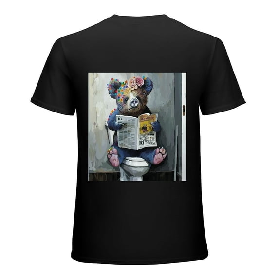 Wuche Fun animals, cute pigs, reading newspapers, designing shirts, artistic displays, T-shirts, lover gifts, casual and breathable men, women, boys, girls, children Black