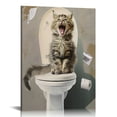 thumbnail image 1 of PIKWEEK Funny Cat Bathroom Wall Art Cute Cat In Toilet Pictures Wall Decor Canvas Prints Modern Screaming Animal Painting Artwork for Bath Lavatory Washroom Restroom Living Room 12*16in/16*20in, 1 of 5
