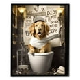 thumbnail image 1 of Wuche Funny Dog Bathroom Decor Wall Art Black and White Bathroom Wall Decor Golden Retriever Pictures Canvas Print Artwork Dog In The Toilet Bathroom Decor With Black Vintage Wood Framed, 1 of 4
