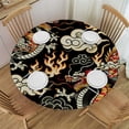 thumbnail image 1 of PIKWEEK Funny Dragon Pattern Round Fitted Tablecloth Elastic Edge Waterproof Oil-Proof Table Cover Stain-Resistant Table Cloth Fits Round Tables, 1 of 7