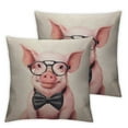 thumbnail image 1 of PIKWEEK  Funny Piggy Throw Pillow Cover Lovely Pink Pig Rustic Farm Animals Wearing Glasses Bow Knot Square Pillow Case Cushion Cover for Home Car Decorative 2pc, 1 of 6
