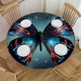thumbnail image 1 of PIKWEEK  Galaxy Butterfly Fantasy Universe Fitted Round Tablecloth Waterproof Table Cloth with Elastic Edge Wipe Clean Table Cover for Indoor Outdoor, 1 of 7
