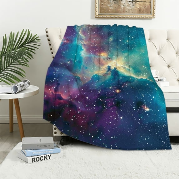 PIKWEEK Galaxy Space Throw Blanket Gifts for Women Girls Boys, Science Fiction Print Decor for Bedroom Living Room Birthday Christmas, Soft Cozy Home Lightweight Throw Blankets Black White