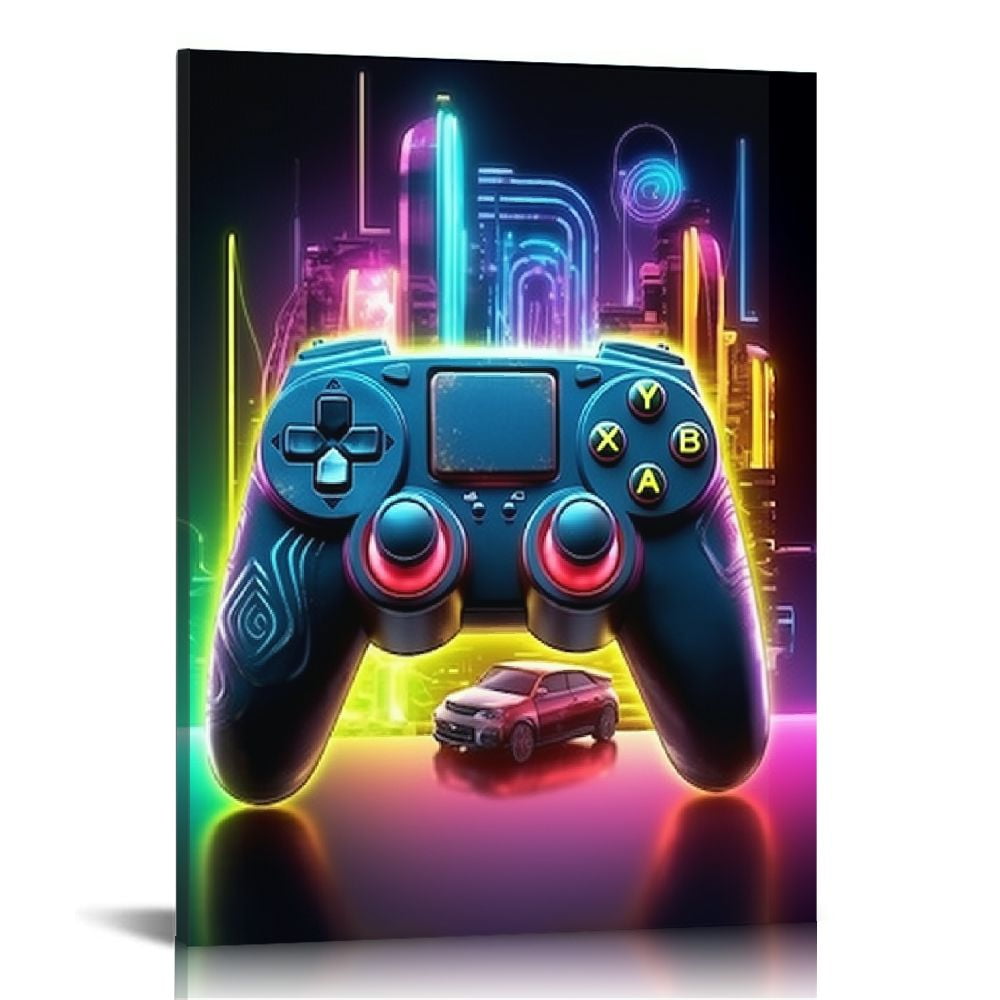 PIKWEEK Gaming Controller Wall Art Game Wall Decor, Retro Video Game ...