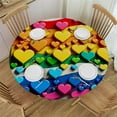 thumbnail image 1 of PIKWEEK  Gay Pride Rainbow Hearts for Valentines Day Round Tablecloth, Fitted Round Table Cloth with Elastic Edge Wipeable Table Protector for Indoor Outdoor Party Picnic, 1 of 7