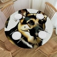 thumbnail image 1 of PIKWEEK German Shepherd on Gray Fitted Round Tablecloth Waterproof Table Cloth with Elastic Edge Wipe Clean Table Cover for Indoor Outdoor, 1 of 7