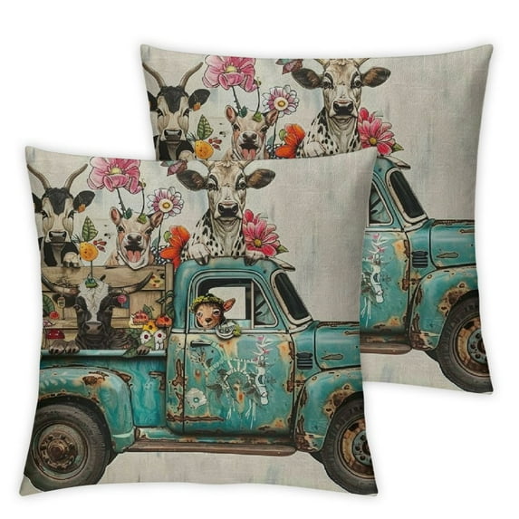 PIKWEEK Goat Pillow Covers Goat Gifts,Goat Gifts for Goat Lovers,Goat Decor Farmhouse,Just a Girl Who Loves Goats Throw Pillow Covers Multiple specifications Set of 2 White