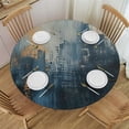 thumbnail image 1 of PIKWEEK Gold and Blue Abstract Art Round Tablecloth - Great for Home Kitchen/Parties/Holiday Dinner White, 1 of 8