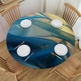 thumbnail image 1 of PIKWEEK Gold and Blue Abstract Art Round Tablecloth for Home Kitchen/Parties/Holiday Dinner White, 1 of 8