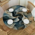 thumbnail image 1 of PIKWEEK Gold and Blue Abstract Art Table Cloth - Round Table Cover White, 1 of 8