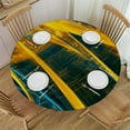 thumbnail image 1 of PIKWEEK Gold and Blue Abstract Art Waterproof Round Tablecloth White, 1 of 8