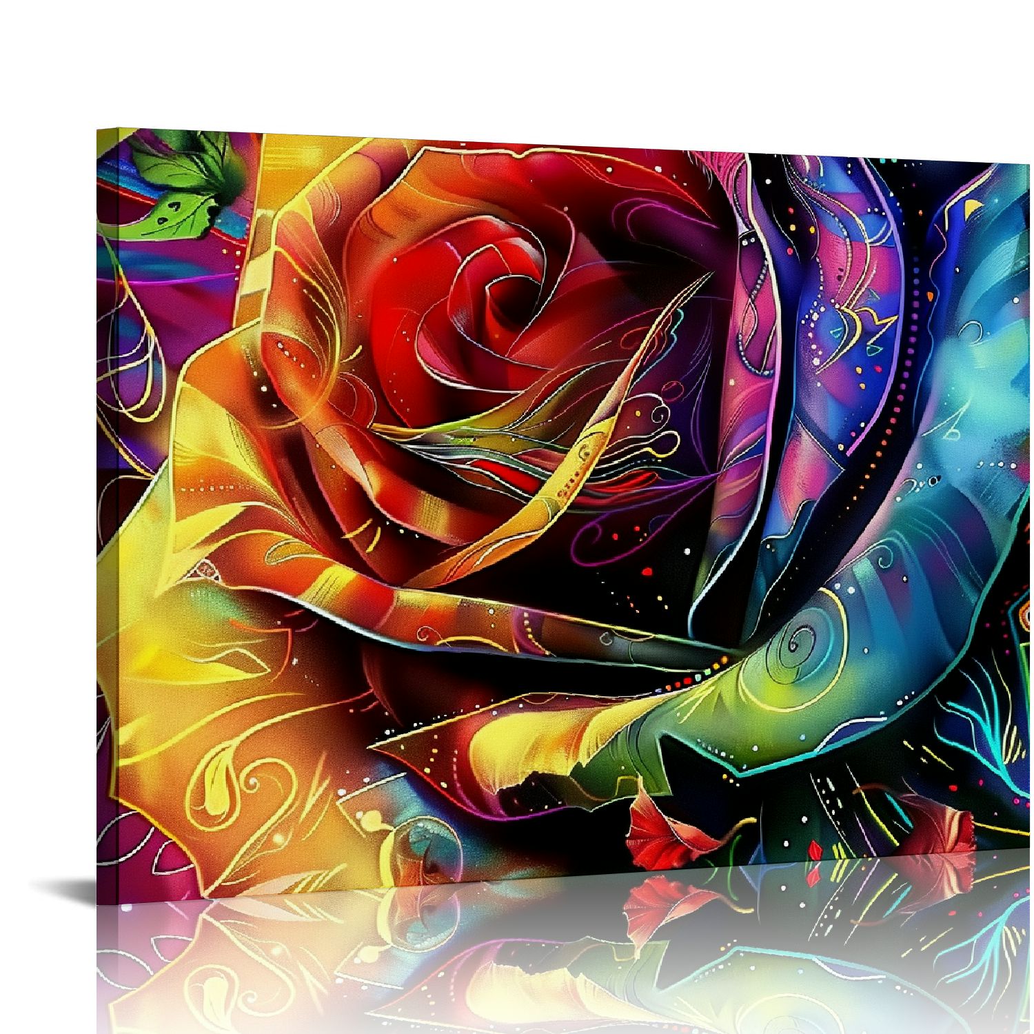 PIKWEEK Graffiti Wall-Art Bedroom - Rose Wall Decor - Colorful Wall Art ...