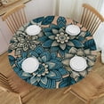 thumbnail image 1 of PIKWEEK  Green Lotus Fitted Round Table Cloth Line Art Flower Leaf Botany Elastic Stretch Tablecloth, 1 of 7