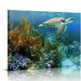 thumbnail image 1 of PIKWEEK Green Sea Turtle Canvas Wall Art Print, Wildlife Artwork, 1 of 5