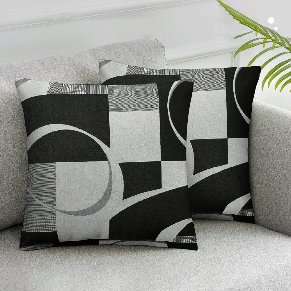 Wuche Grey Black White Throw Pillow Covers 20x20 Set of 2 Abstract Swirls Square Cushion Covers Geometric Stripe Modern Creative Decorative Multiple specifications Walmart