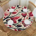thumbnail image 1 of Wuche  Happy Valentine's Day Tree Love Heart Round Fitted Tablecloth Elastic Edge Waterproof Oil-Proof Table Cover Stain-Resistant Table Cloth Fits Round Tables, 1 of 7
