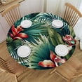 thumbnail image 1 of PIKWEEK Hawaii Aloha Tropical Flowers Print Colorful Round Tablecloth White, 1 of 8