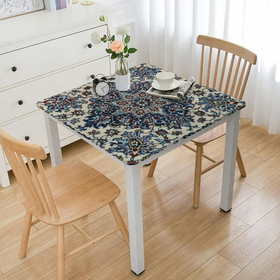 PIKWEEK Home Decor Decorative Boho Mandala Brown Circle Square Tablecloth white