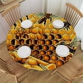 thumbnail image 1 of PIKWEEK  Honeycombs Bees Yellow Fitted Round Table Cover with Elastic Protector Table Kitchen Dinner Waterproof Oil-Proof Tablecloth, 1 of 7