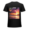 thumbnail image 1 of PIKWEEK Hot summer sunsets and coconut trees on tropical island beaches, shirt design art display, T-shirt children's gift casual breathable men, women, boys and girls Black, 1 of 4