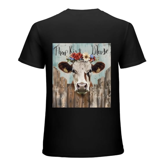 Wuche Inspired highland cows, shirt design art display, T-shirt children's gift casual breathable men, women, boys and girls Black