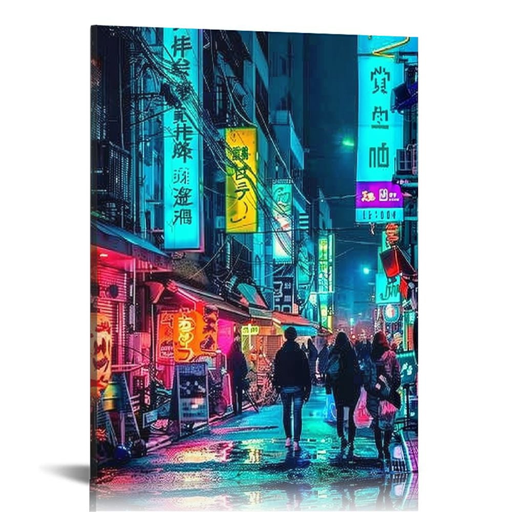 Removable 3D Wallpaper — Tokyo Night Street Scene, Peel & Stick, 100x144 Inches, PVC Material For Bedroom & Living Room