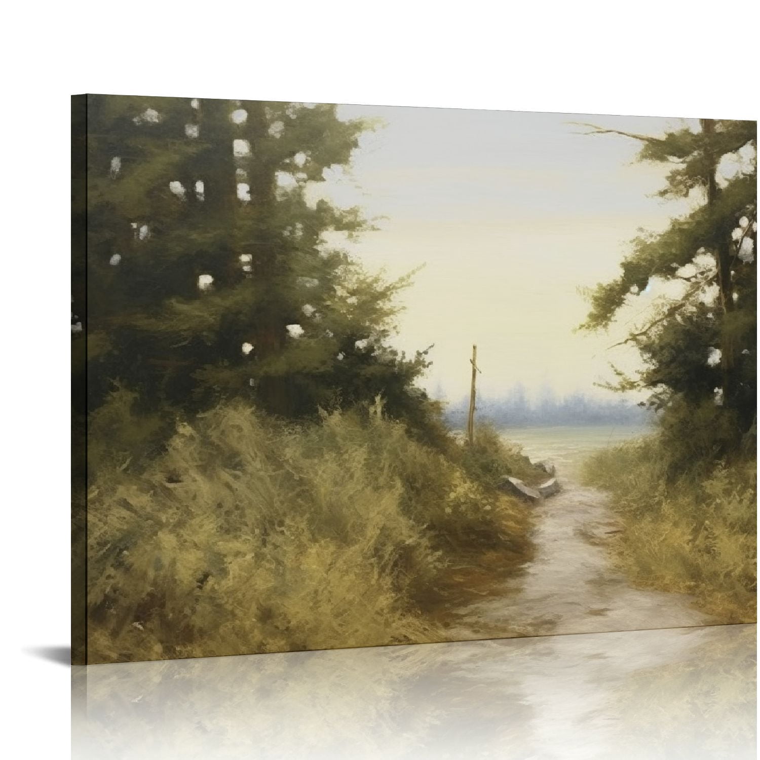 PIKWEEK Lake Walk Wall Art Living Room Decor - Landscape Watercolor Gel ...