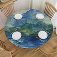 thumbnail image 1 of PIKWEEK Landscape Tablecloth with Elastic Edge, Painting Round Table Covers, Stretchable Elastic Tablecloths Fit Outdoor/Indoor Tables, 1 of 7