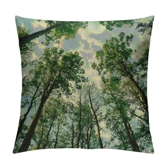 PIKWEEK Landscapes Green Trees Decorative Cotton Linen Throw Waist Pillow Case Cushion Cover Pillowcase Multiple specifications