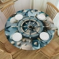 thumbnail image 1 of PIKWEEK  Lighthouse Sailing Ocean Theme Round Fitted Tablecloth Elastic Edge Waterproof Oil-Proof Table Cover Stain-Resistant Table Cloth Fits Round Tables, 1 of 7