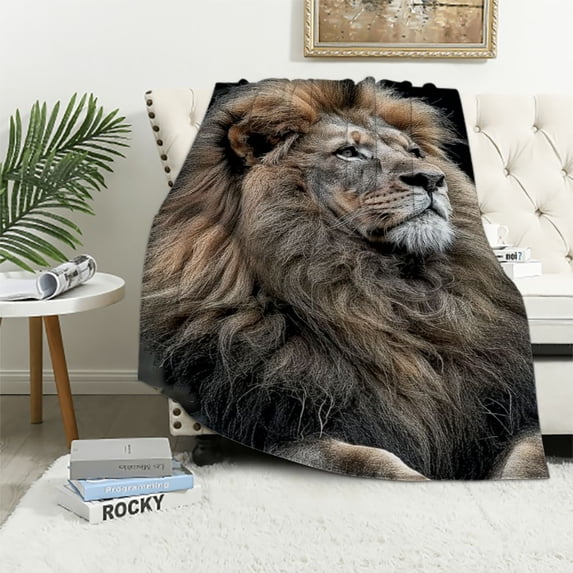 PIKWEEK Lion Blanket Comfort Warmth Blanket for Couch Bed Chair Office Sofa