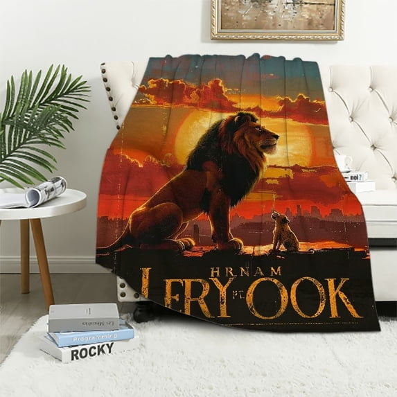 PIKWEEK Lion Blanket Comfort Warmth Blanket for Couch Bed Chair Office Sofa