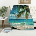 thumbnail image 1 of Wuche  Luxury Bed Blanket, Bedroom, Living Room, Soft Bag Blanket, Sofa, Beach Coconut Tree Scenery, Seasonal Lightweight Warm Blanket, Double Bed Size,various sizes White, 1 of 6
