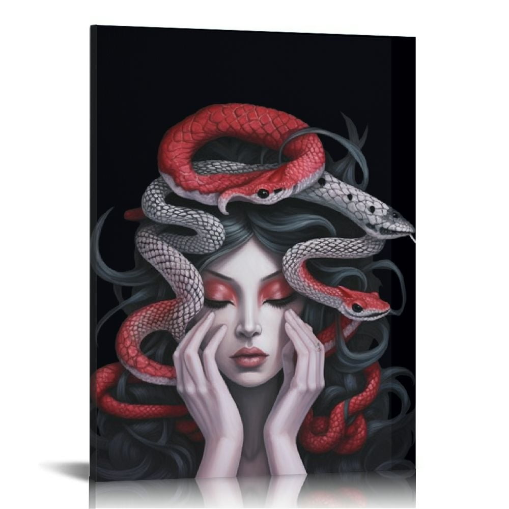 Pikweek Medusa Wall Art Canvas Framed Greek Print Greek Mythology Wall