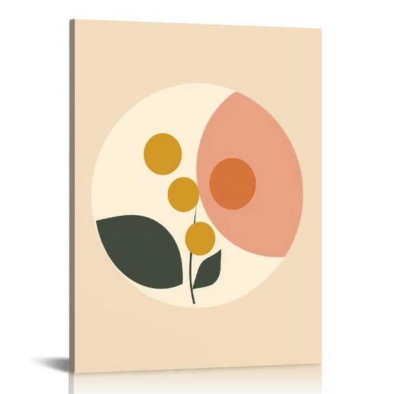PIKWEEK Minimalist Boho Wall Art, Framed Neutral Abstract Prints Moon Botanical Canvas Artwork Paintings Posters,Mid-Century Modern Wall Prints, Large Boho Wall Decor  Hang for Bathroom Bedroom